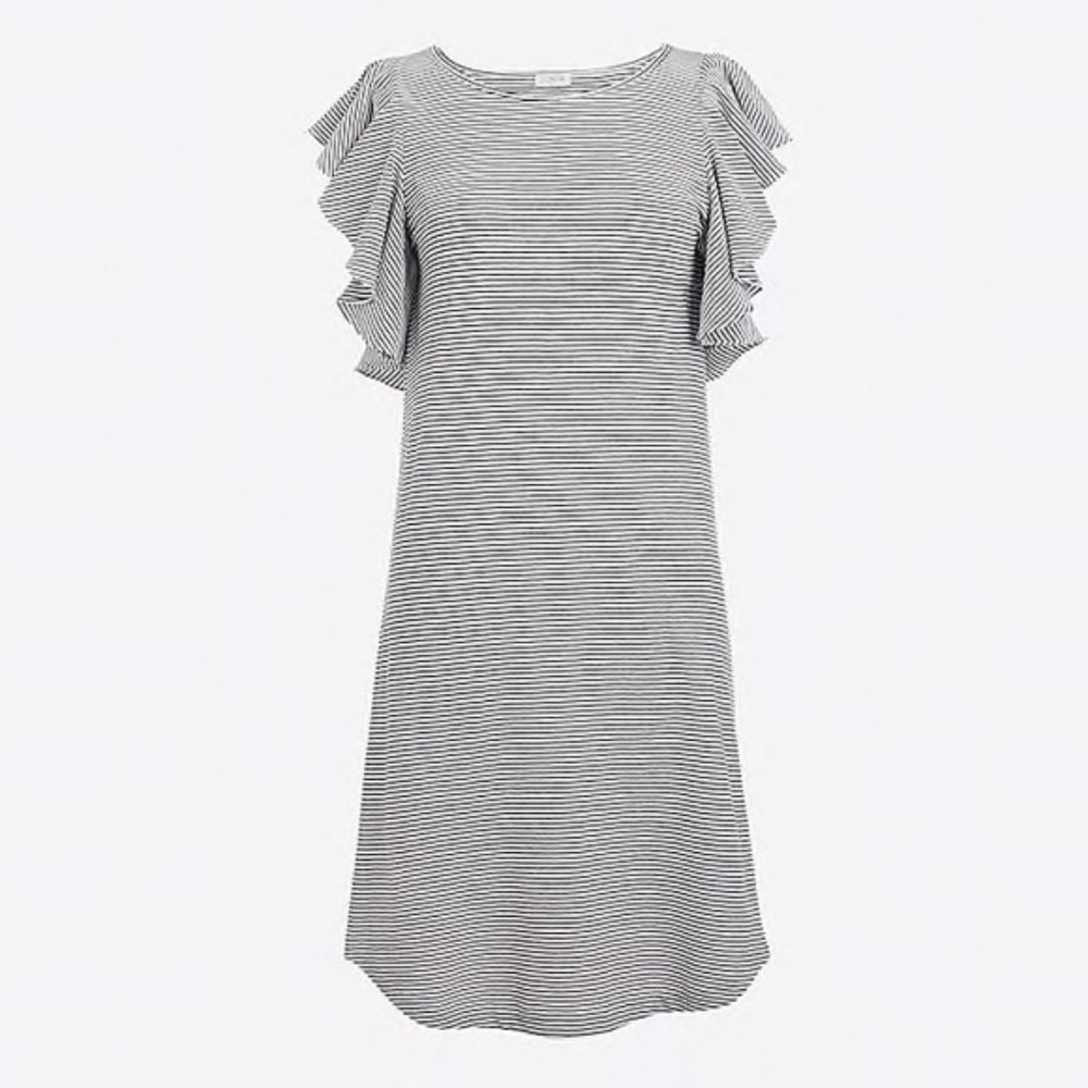 J. Crew Ruffle Sleeve Striped Dress New w Tags